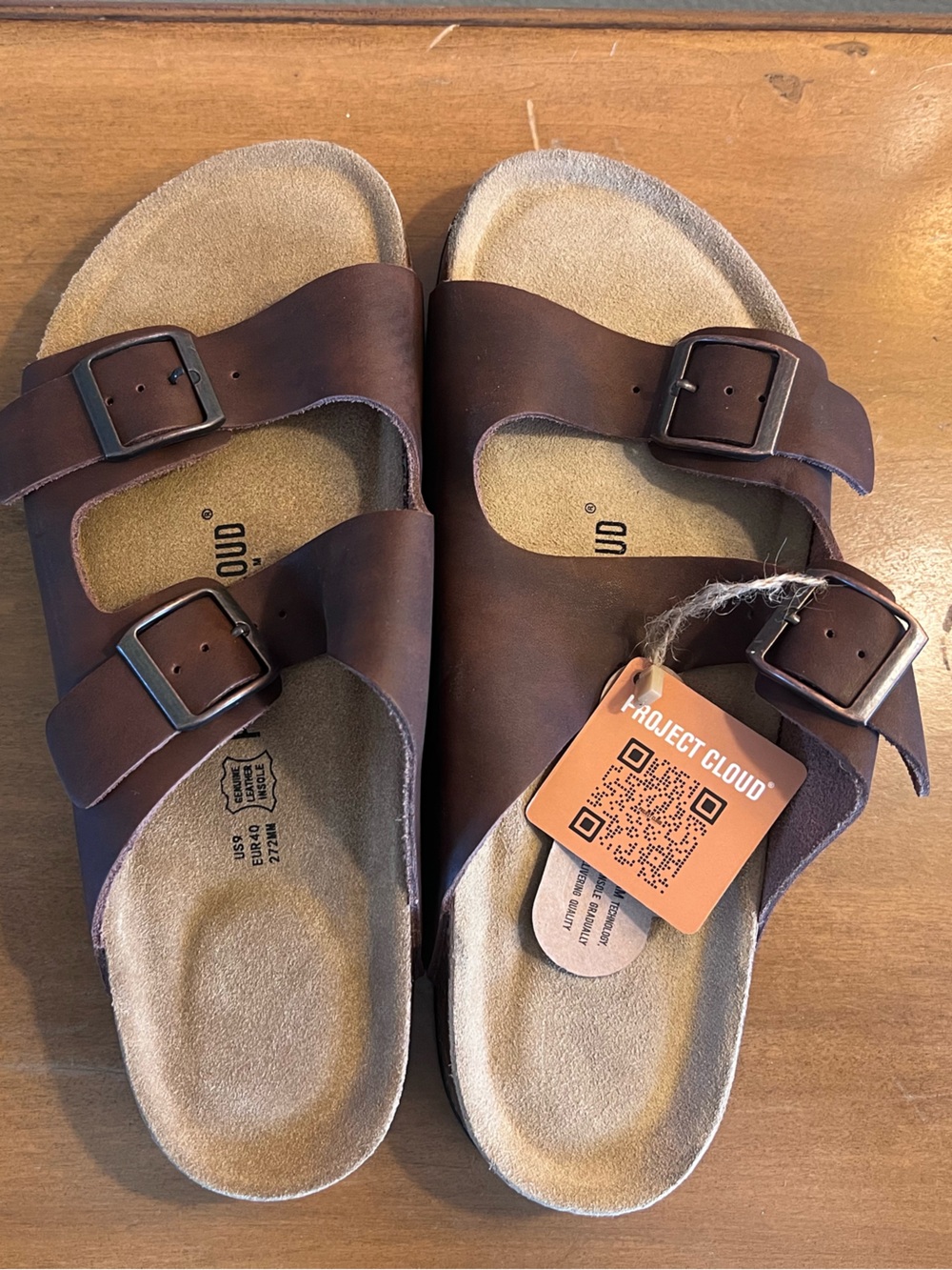 Project Cloud Women’s Genuine Leather Double Buckle Comfort Slide Sandals US 9